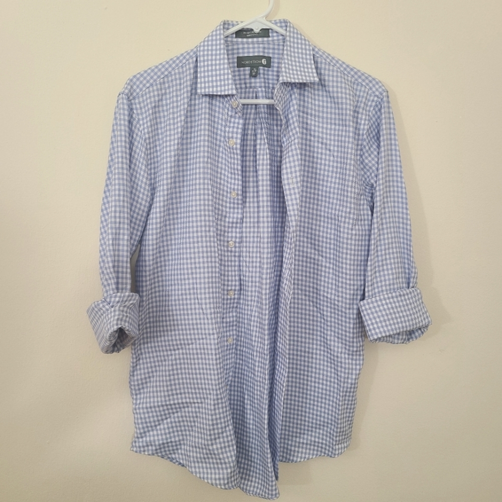Men's Light Blue Gingham Dress Shirt
